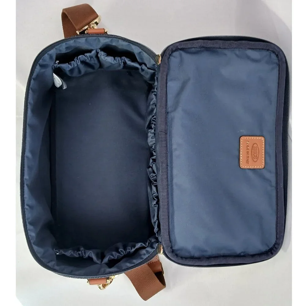 Bric's Dark Ocean Blue - Blue and Brown - Tuscan Train Beauty Case - Travel Bag - Picture 10 of 14